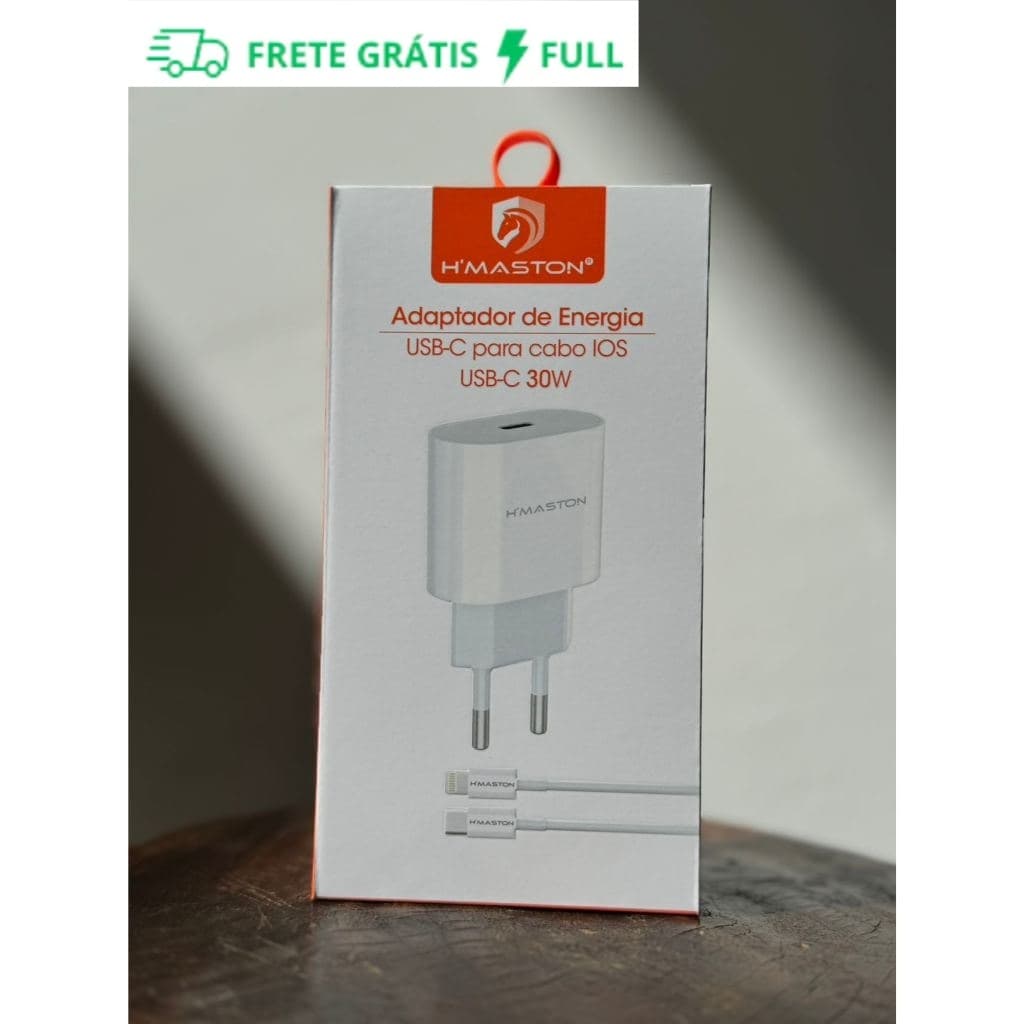 Carregador IPhone Turbo Kit Fonte Adaptador de Energia Hmaston ultra Rápido 30W Cabo tipo c CB17