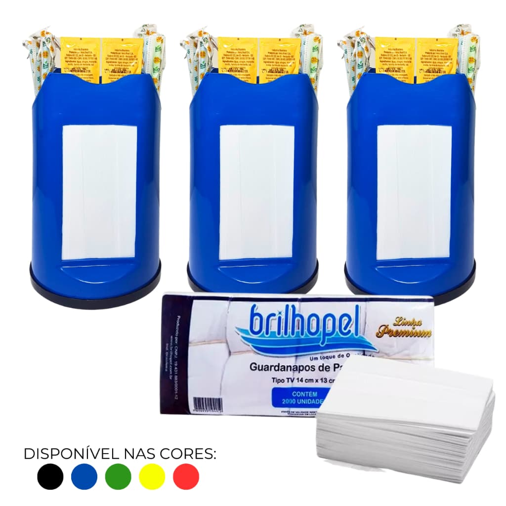 3 Porta Guardanapo P/ Canudo Papel E Sachê + 2 Mil Guardanapos