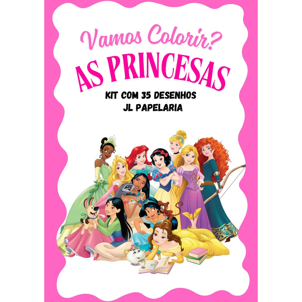 Desenhos para Colorir - Kit com 35 desenhos das Princesas em folha A4