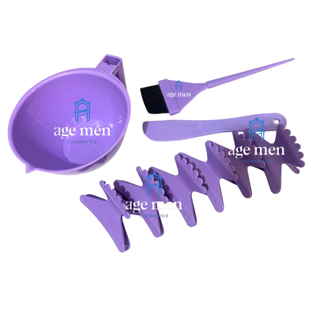 Kit Cumbuca + Espatula + Pincel + 6 Piranha Cores Prendedor Cabelo Cabeleireira Salão