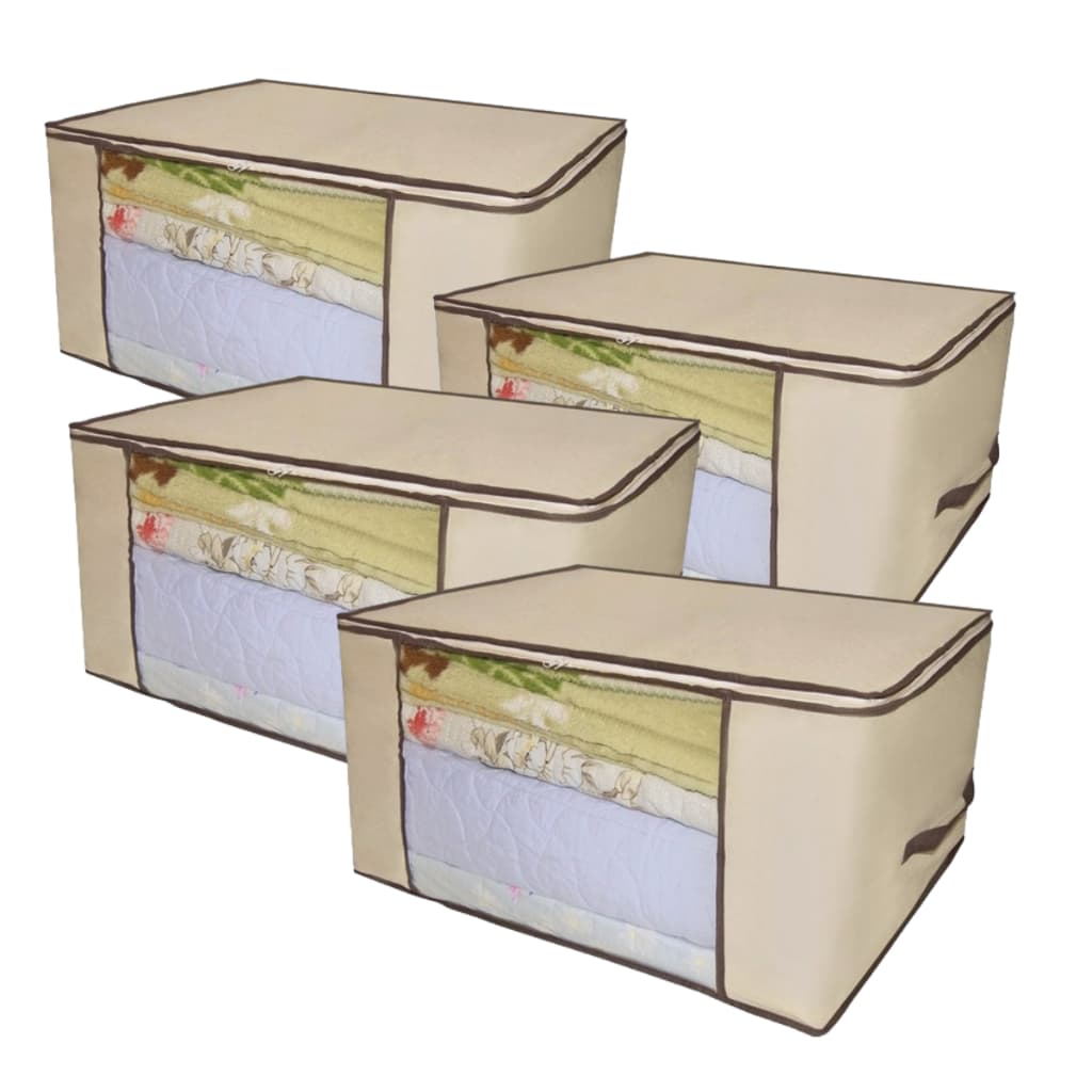 Kit 4 Caixas Organizadoras 60X45X30 Grande de Roupas Calçados Cobertas TNT Com Tampa Anti-Poeira Umidade Inseto Multiuso
