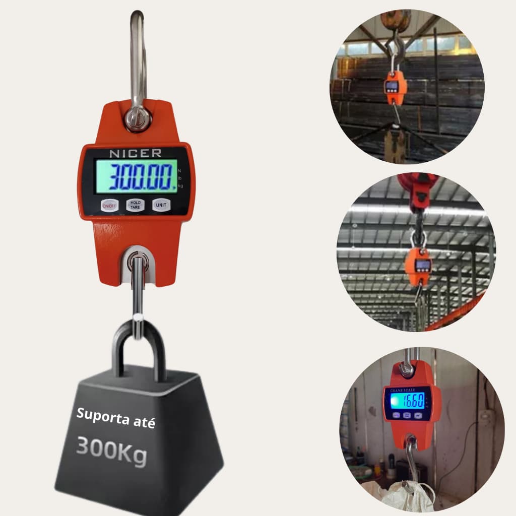 Balança Gancho Digital Guindaste Alta Capacidade de até 300kg