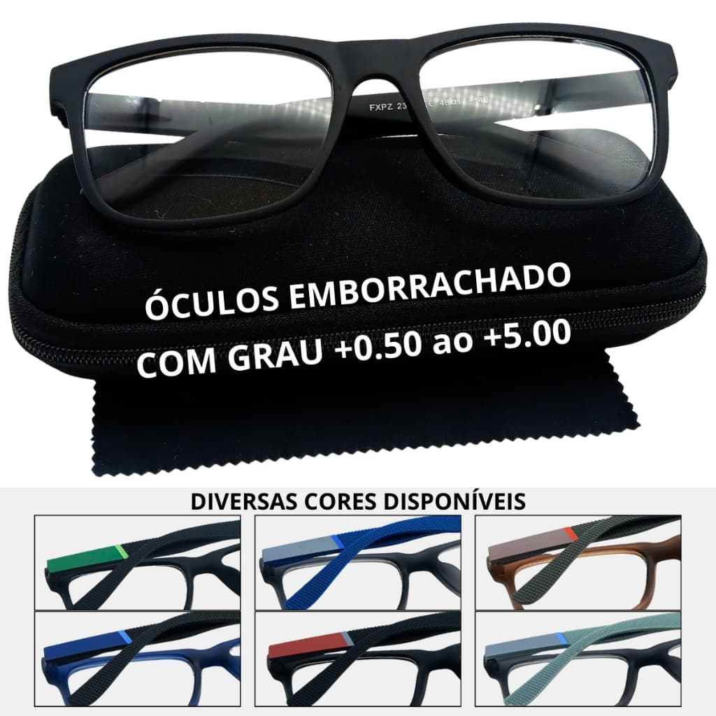 Óculos De Leitura Masculino Com Grau Perto Emborrachado Grande Com Lentes Prontas Para Uso Presbiopia Descanso