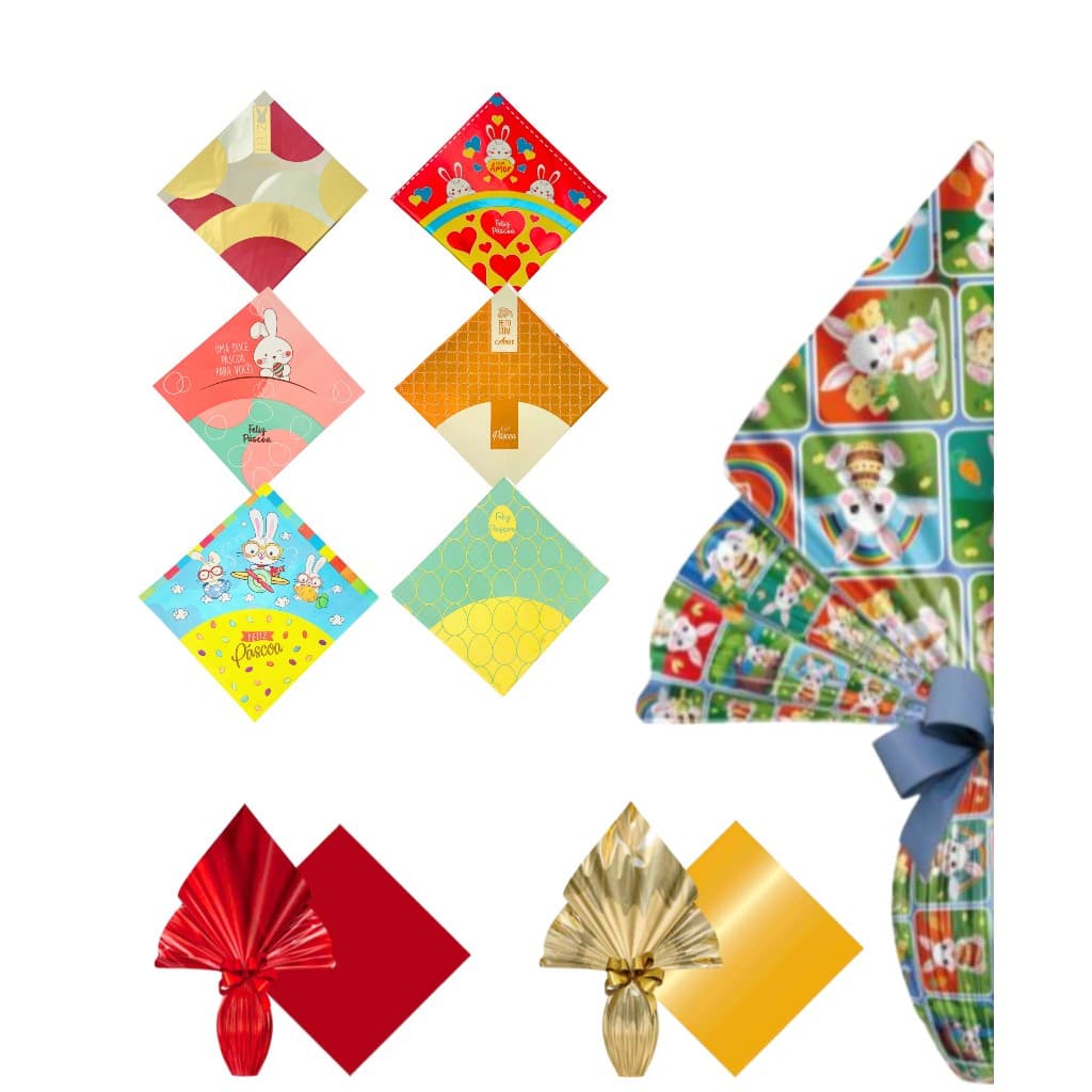 Sacos embalagem de páscoa 34x34xm ovos até 350gr