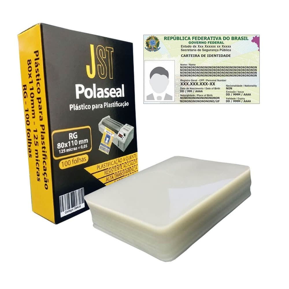Plástico para Plastificação - RG 80x110mm - 100 Folhas - JST