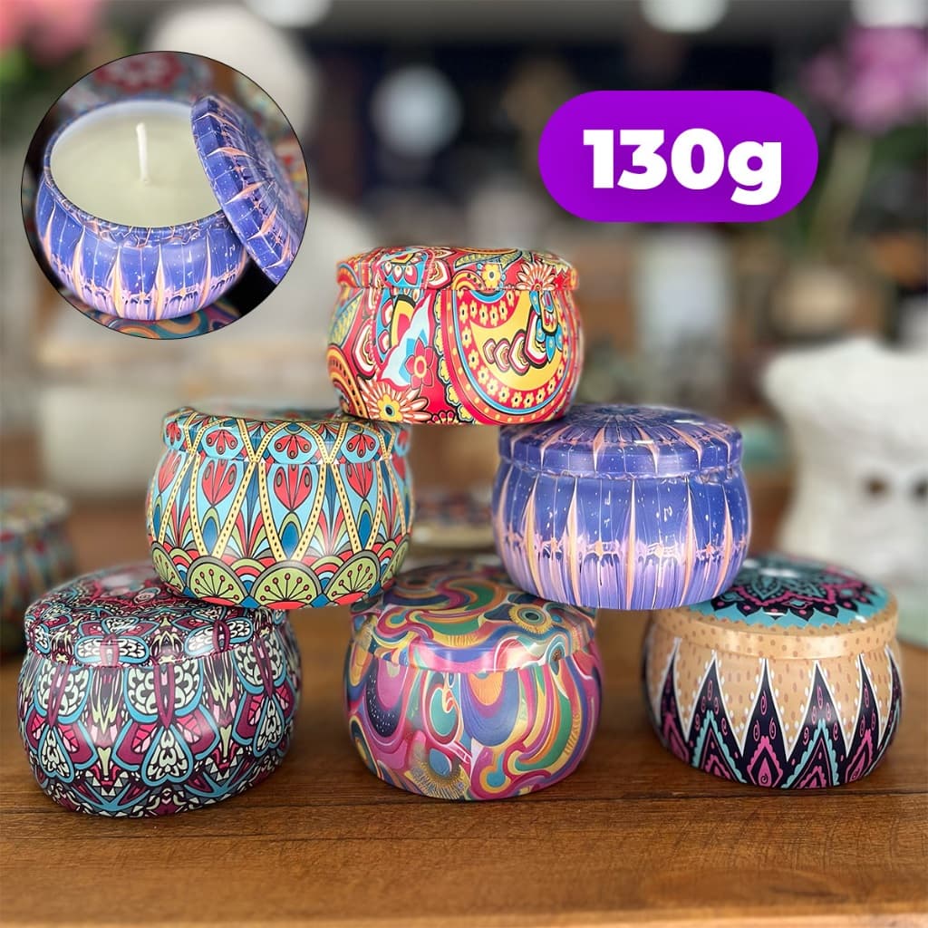 Vela Aromática Mandala Artesanal PREMIUM 130g - Vários Aromas - Com especiarias