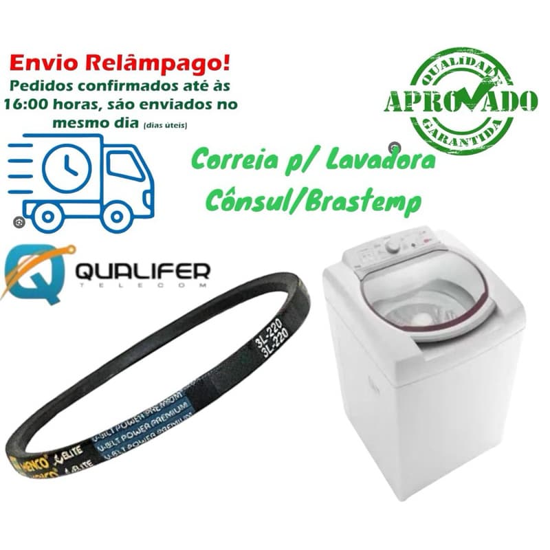 Correia Lavadora Brastemp Consul 5kg 6kg 7kg 8kg 9kg 10kg, Correia 3L 220
