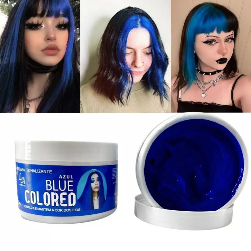 Tonalizante Azul Blue - Mechas Azuis fácil - S/ Amônia - Resultado 100% Natural La cosméticos 300g
