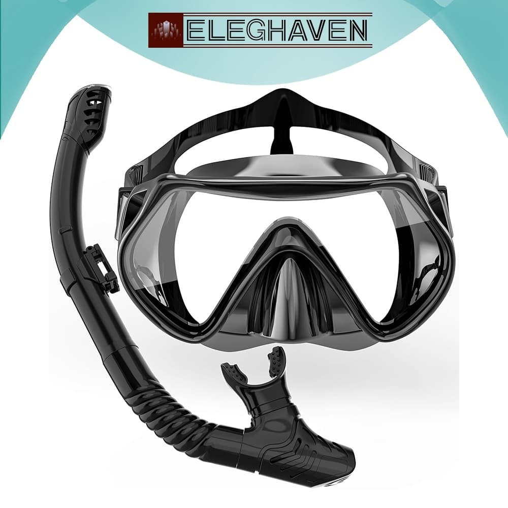 ELEGHAVEN>>Equipamento de mergulho com snorkel para adultos Conjunto de máscara com snorkel seco Óculos de natação