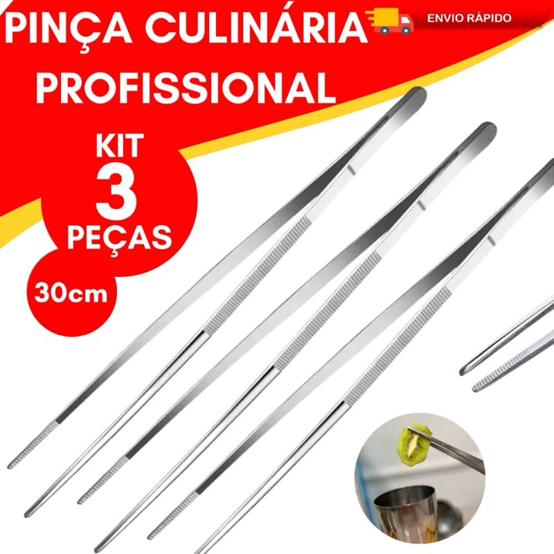 Kit Pinça Culinaria 30cm Aço Inox Profissional Barman Bartender Bares e Restaurantes