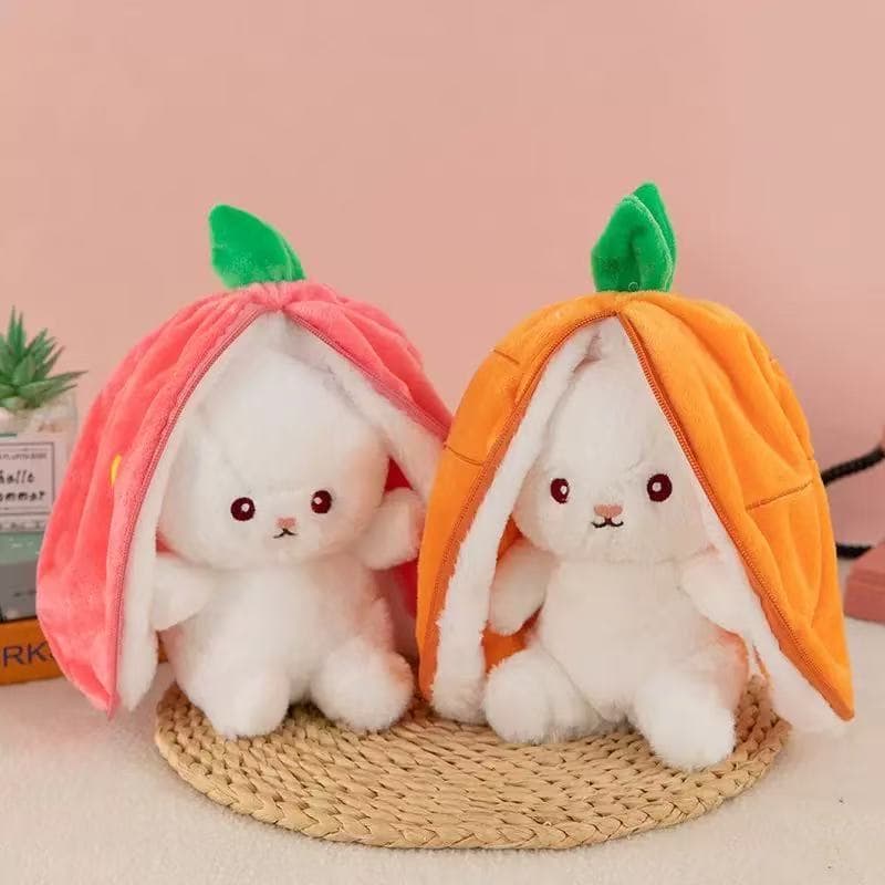 Coelho De Pelúcia Transformado Em Morango e Cenoura 18cm