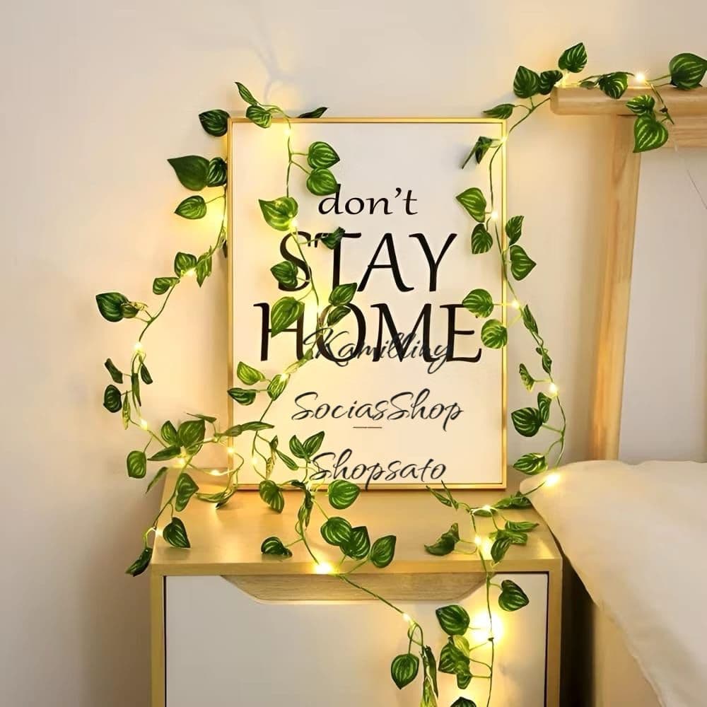 Luz de Corda de Planta Falsa Hera para Decoração de Parede e Natal Folha Trepadeira