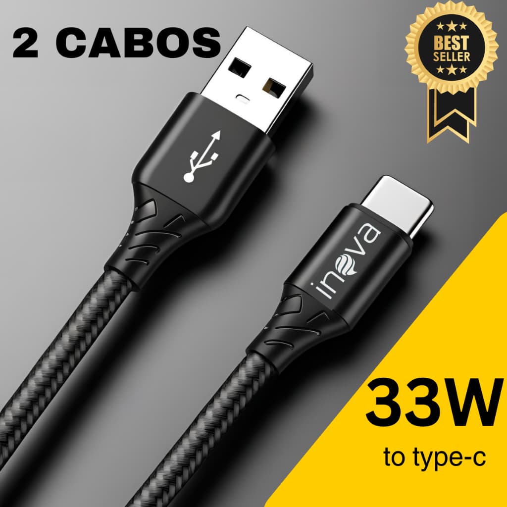 KIT 2 CABOS TIPO-C ULTRA RÁPIDO xiaomi/samsung/motorola original inova