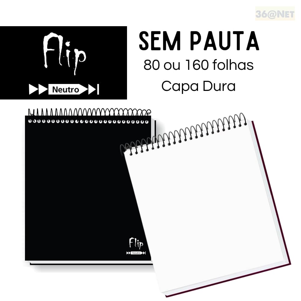 CADERNO FLIP SEM PAUTA 1 OU 10 MATÉRIAS