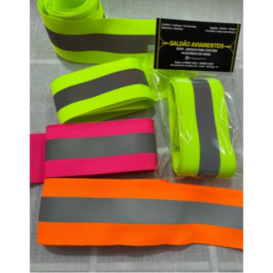 FAIXA REFLETIVA - PACOTE COM 2m - LARGURA 5cm - CORES FLUORESCENTES: VERDE/ROSA/LARANJA