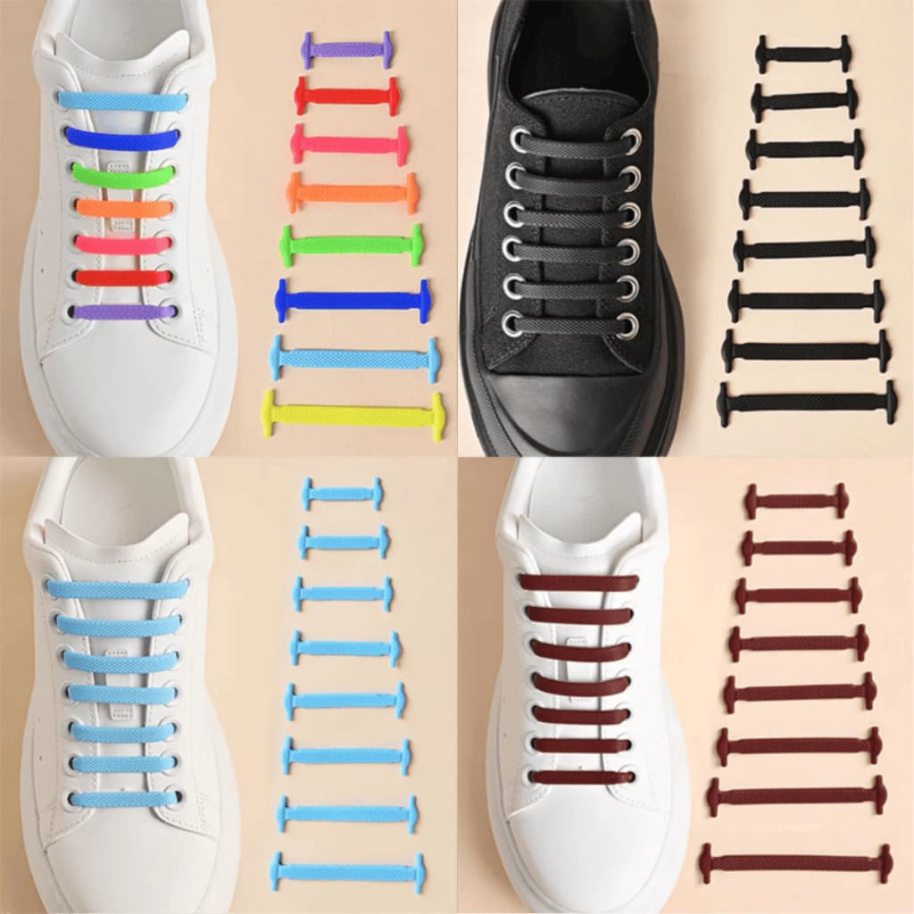 Kit 4 Cadarços de Silicone para Sapatos Elásticos, Coloridos e Resistente