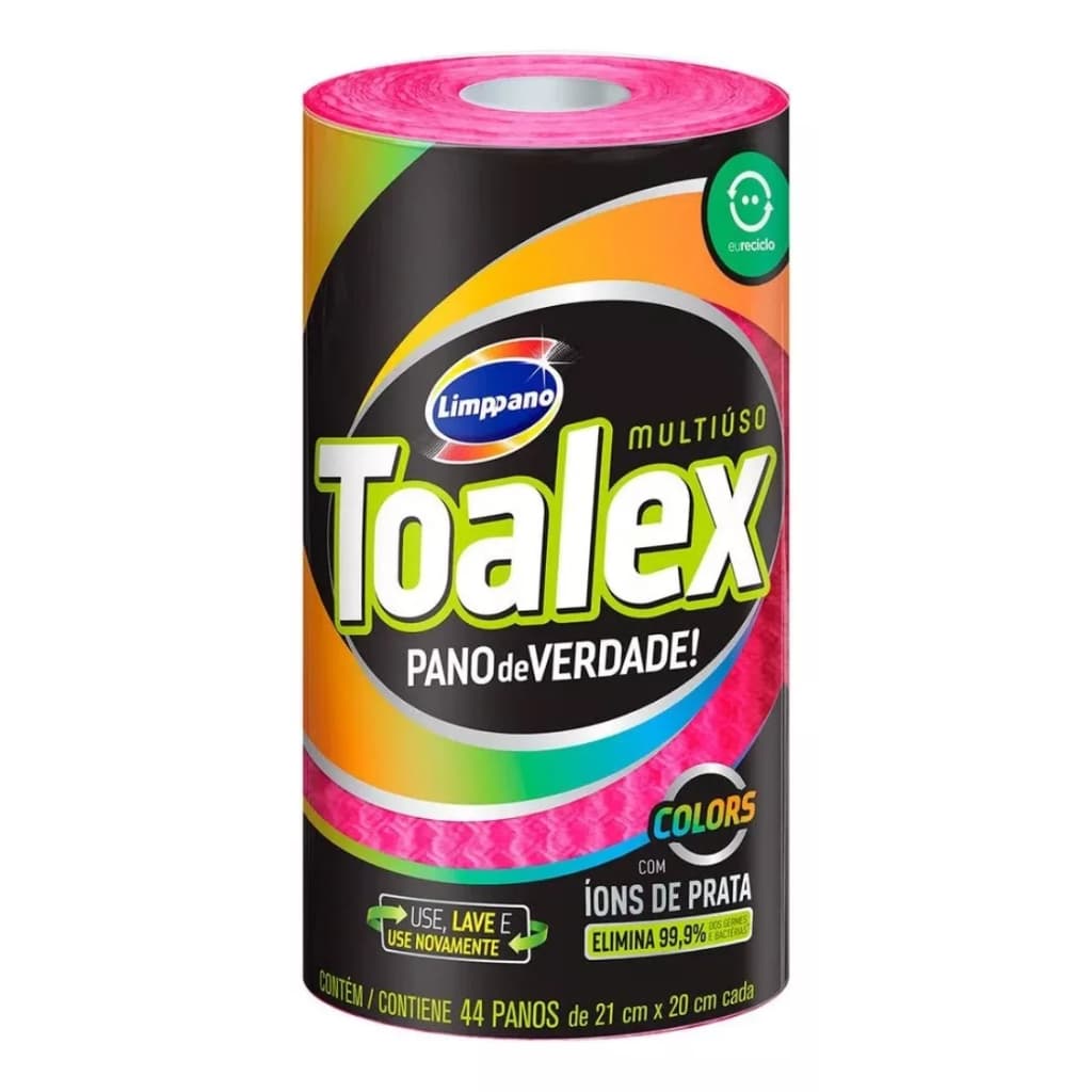 Pano Toalex Toalha Cozinha Reutilizável Rolo 44 Unid. Rosa