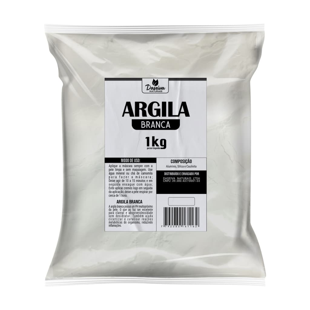 Argila branca 1kg Poder Clareador Mascara Facial Skin Care