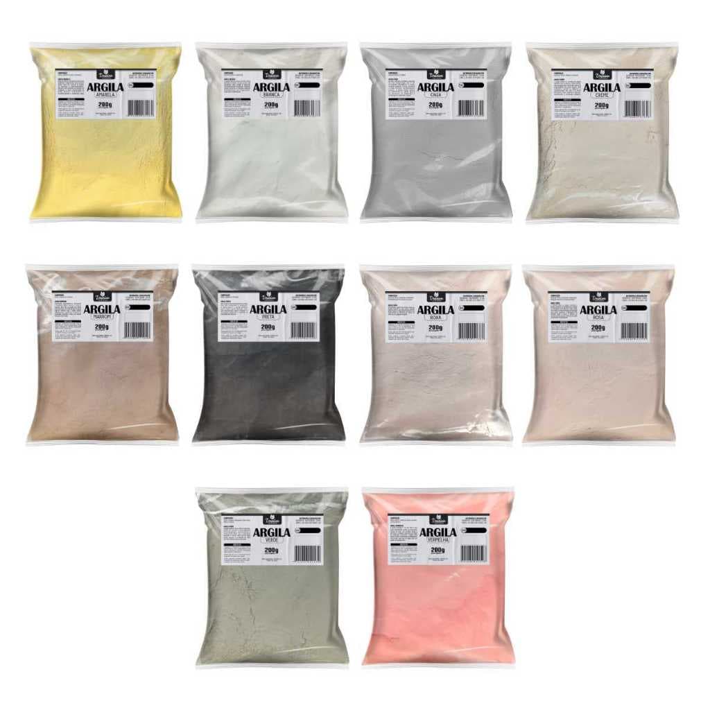 Kit 10 Argilas 200g + Dolomita 200g (Skin Care) Para Todos os Tipos de Pele