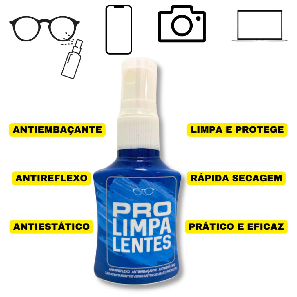 Limpa Lentes de Óculos Grau e Sol Spray Antiembaçante