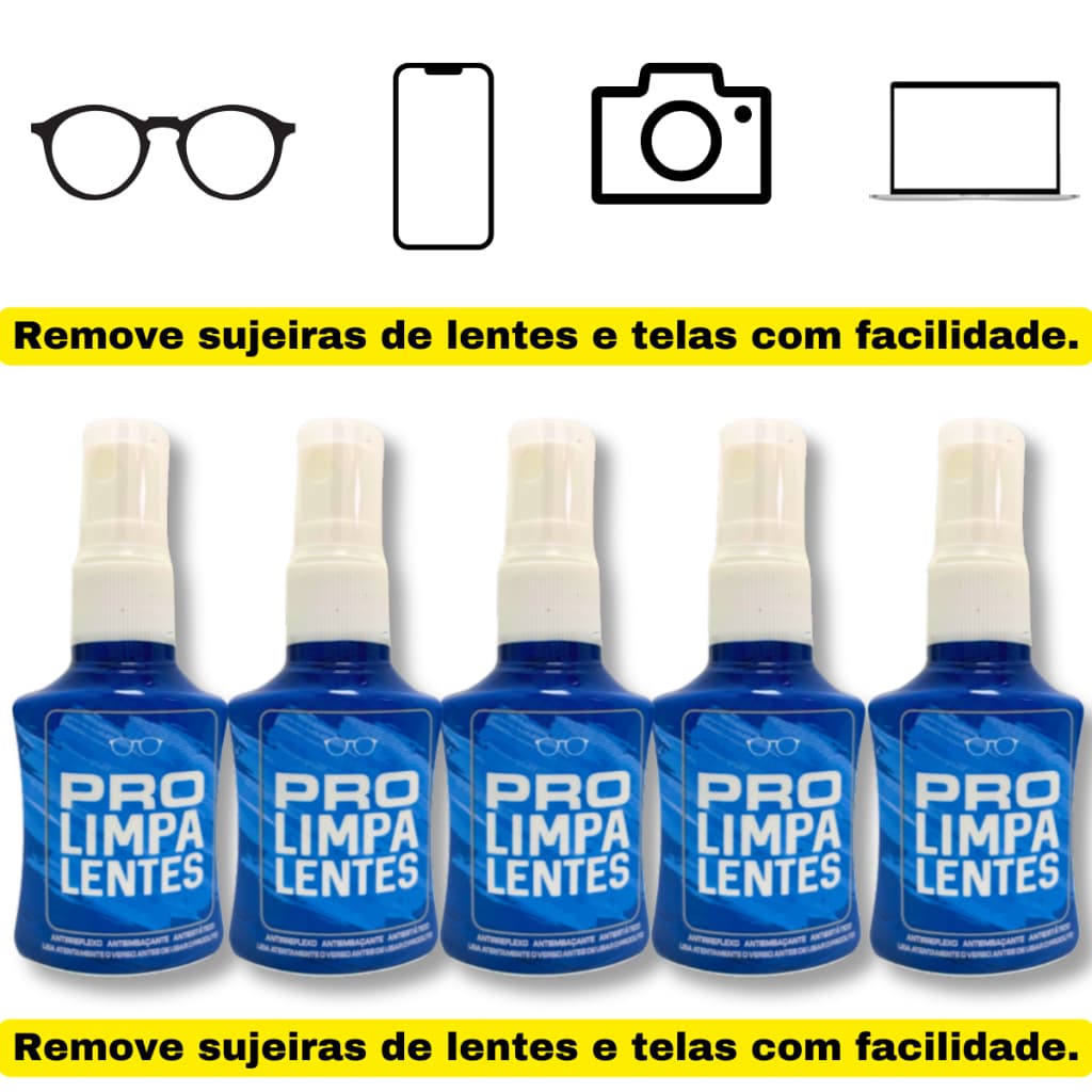Spray Para Limpeza De Óculos Lentes Limpa Tela Tv Celular Notebook Kit Com 5