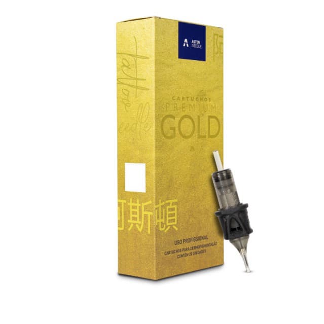 20 Cartuchos Tatuagem Aston Gold RL Round Line Pen Rotativa