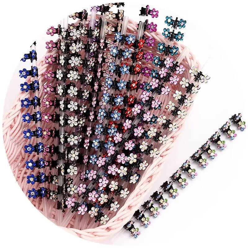 Kit 40 Mini piranha presilha para cabelo detalhada em strass