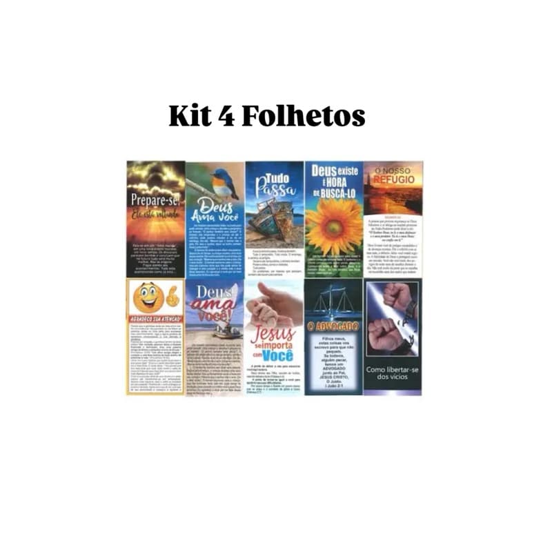 Kit de Folhetos Evangélicos – 4 Pacotes com 100 Unidades Cad