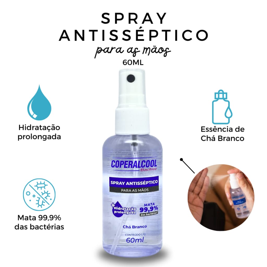 Spray Antisséptico Bacfree 60ml Proteção e Limpeza Instantânea