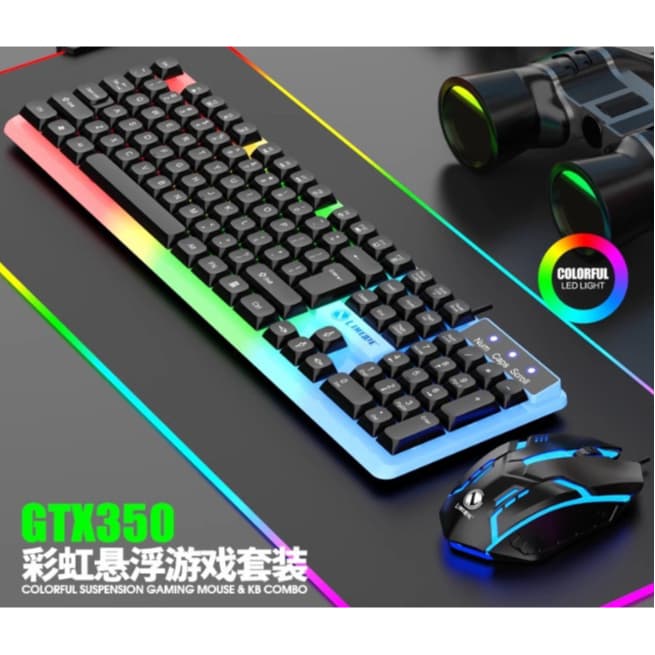 Kit Teclado Semi Mecânico Com Mouse Gamer 3200dpi Rgb/Branco Led
