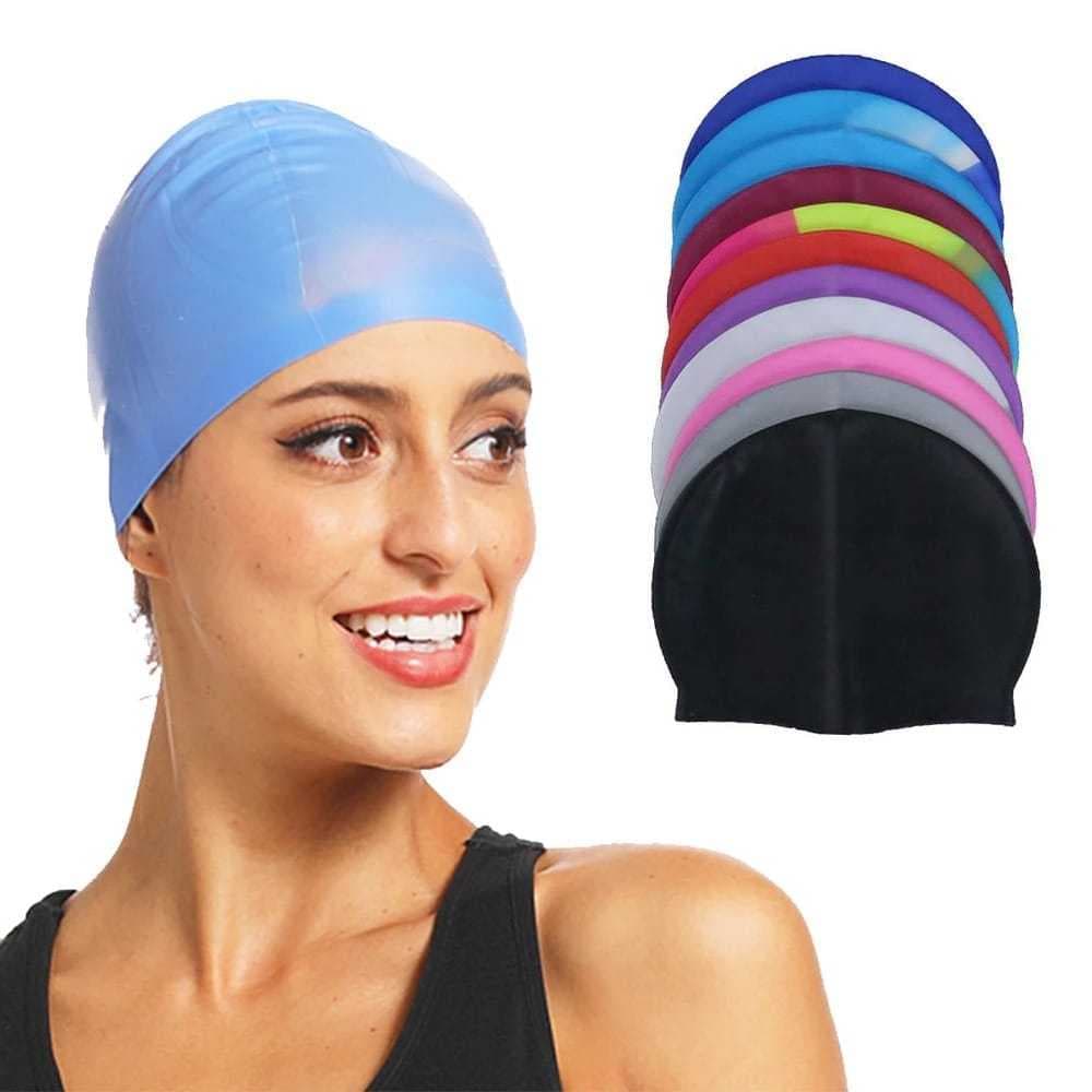 Kit 2 touca de natação de silicone e microfribra  para homens e mulheres mais impermeável