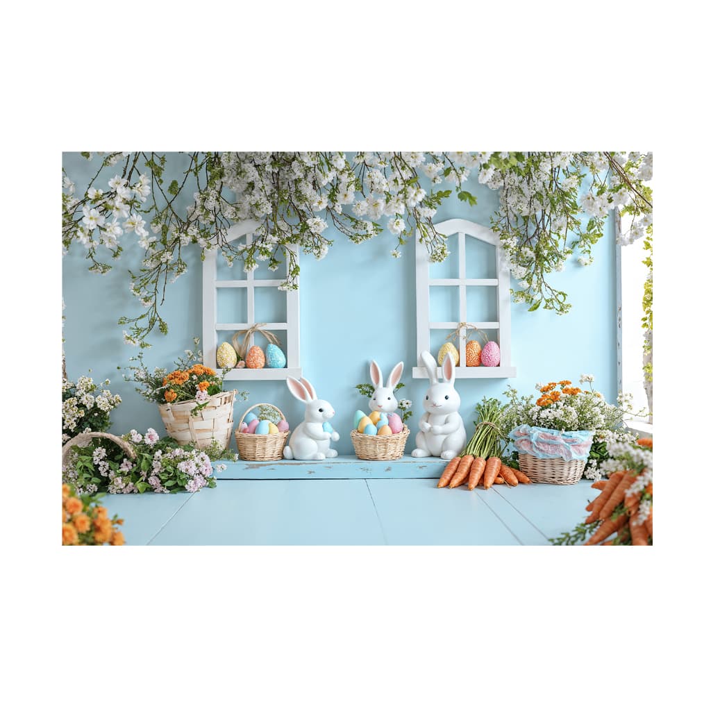 Fundo Fotográfico Sublimado Em Tecido Newborn Pascoa Coelhinho 2,20x1,50m