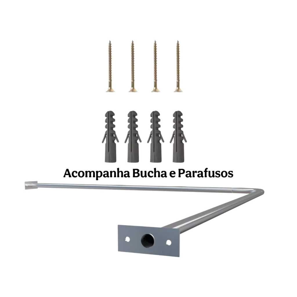 Suporte Para Cortina Box Curvado Varão Em "L" Banheiro