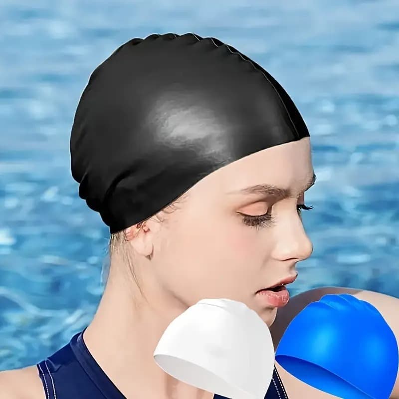 kit 2 Touca de natação de silicone para homens e mulheres mais espessante impermeável