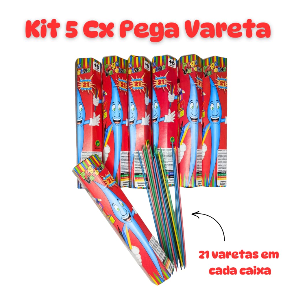 5 Jogo Pega Vareta Brinquedo Infantil p/ Lembrancinha Prenda
