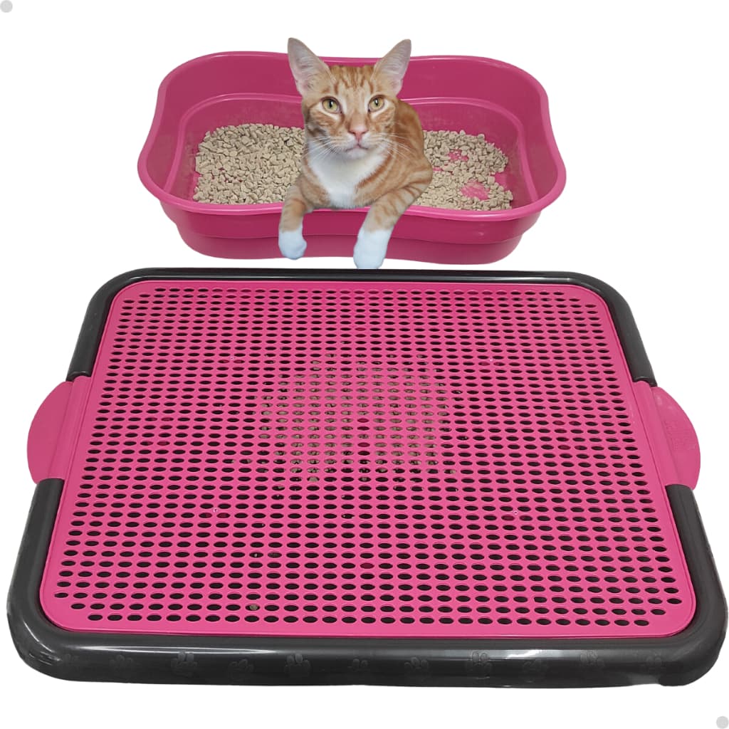 Tapete Coletor de Areia para Gatos Lavável Bandeja Coletora Reservatório 55x42 Cm