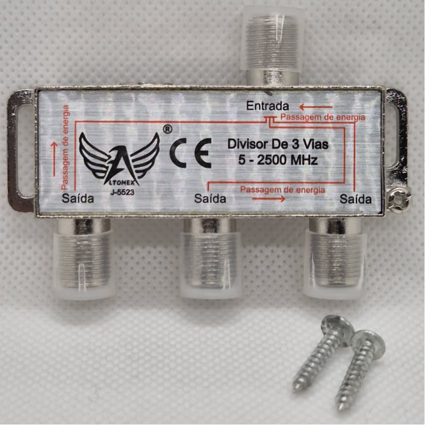 Divisor De Antena Universal  2 ou 3 Saídas Qualidade Rg06 Rg59 Digital HD Uhf Vhf