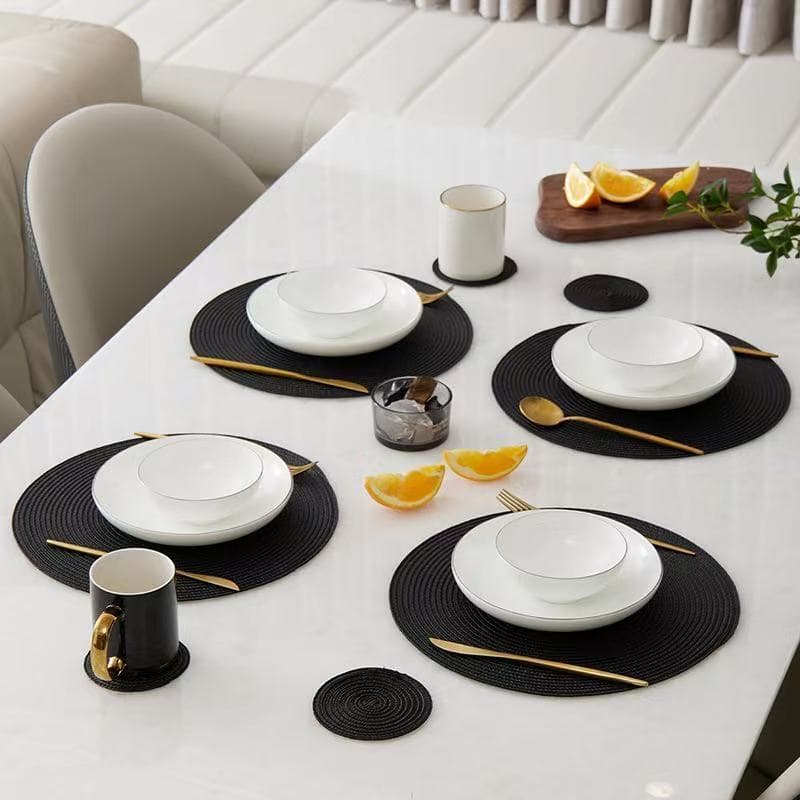 KIT 4 Ou 6 Jogo Sousplat Americano Redondo Plástico flexível