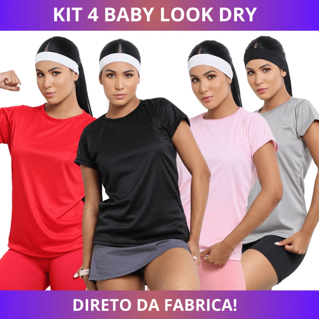 Kit 4 Camisetas Feminina Dry Fit Academia Treino Corrida Esportes Caminhada Poliéster
