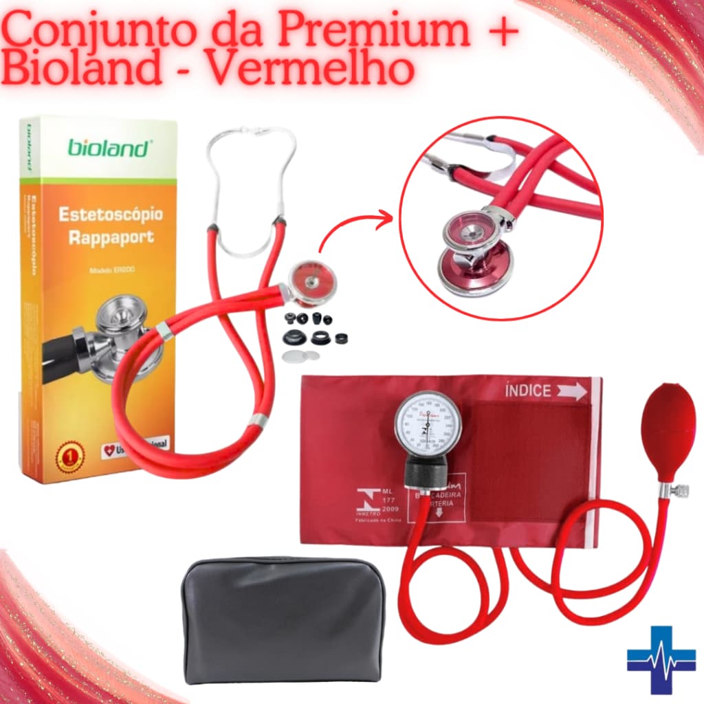 Conjunto de Esfigmomanômetro Premium com Estetoscópio Rappaport Bioland