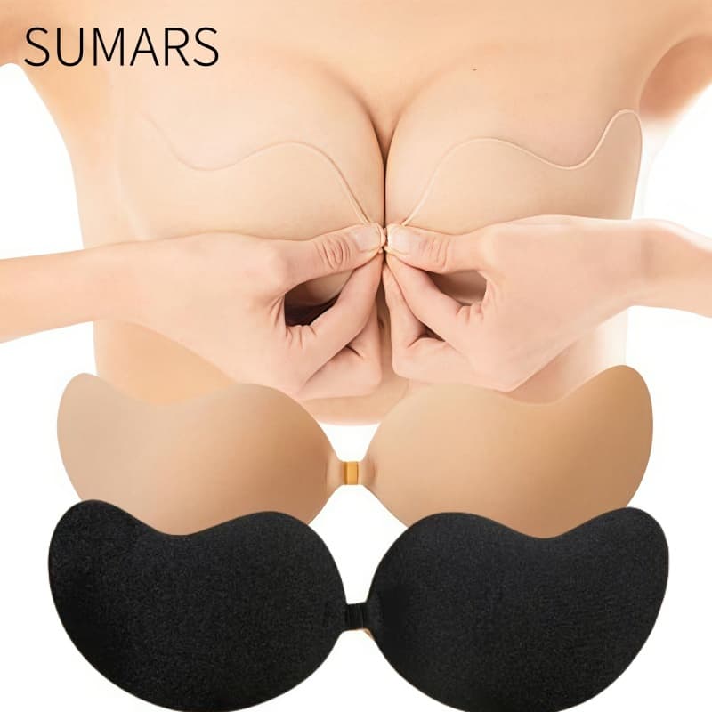 Sutiã Adesivo Push up Invisível Sem Alças para Mulheres Reutilizáveis Com Capas de Mamilo para Vestidos Sem Costas