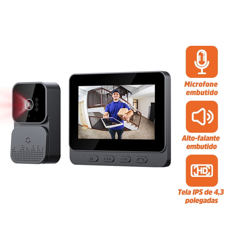 Inova Campainha Vídeo Com Câmera Sem Fio Doméstica Com Campainha, J12B