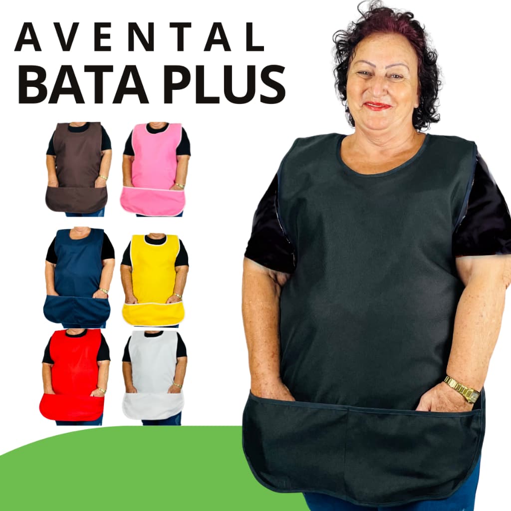 Avental Bata Gg Plus Frente E Costas Uniforme Jaleco Grande Tamanho Maior Corpo com Bolso