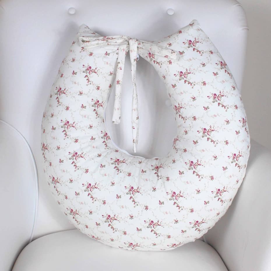Almofada Para  Amamentação Laço100% Algodão Zíper Refil e Capa Removível Macia
