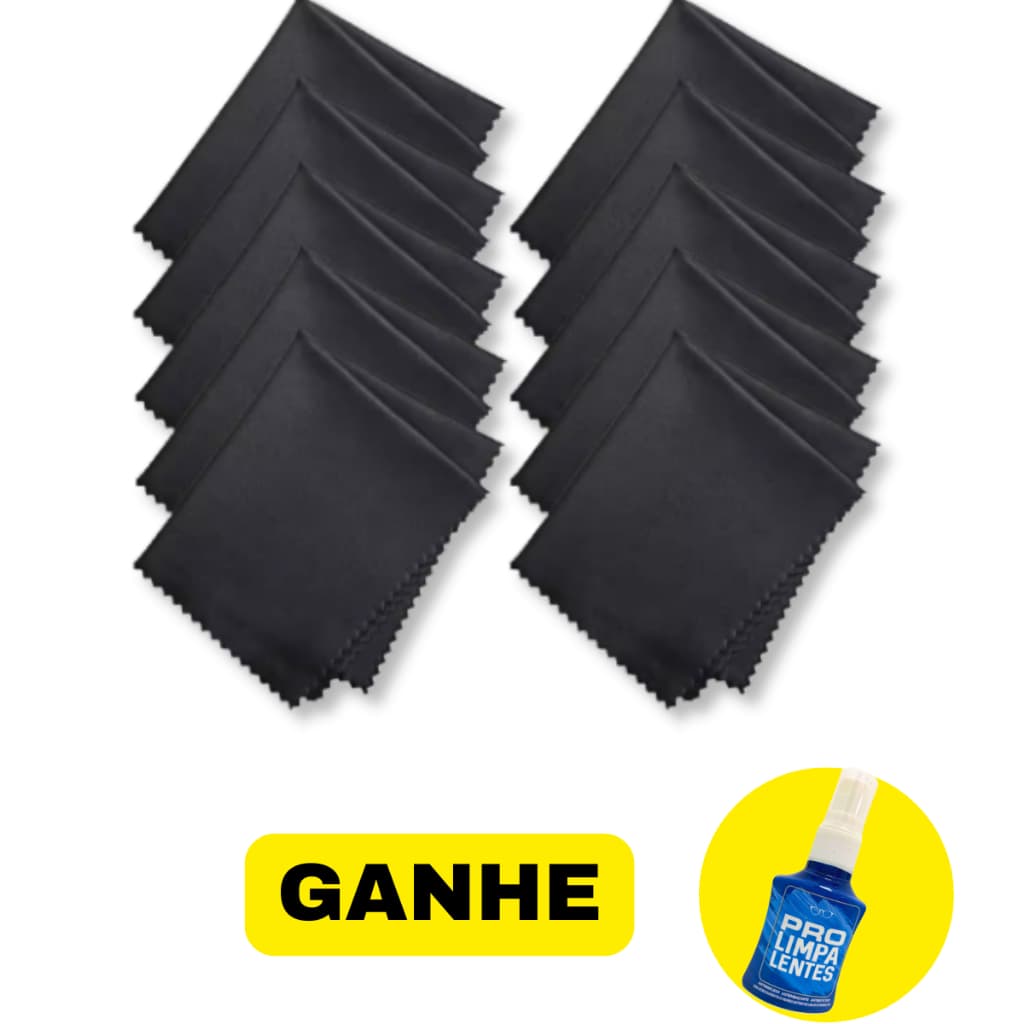 Kit 10 Flanela De Microfibra Para Limpar Óculos Telas + Brinde