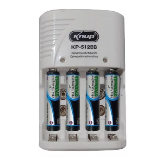 Carregador De Pilha Recarregável Aa/aaa - Knup 110v/220v