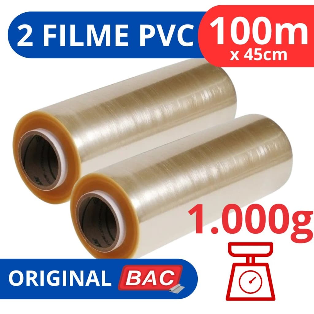 Kit 2 Rolo Bobina Plastico De Filme Pvc 45cm X 100 Metros Original BAC