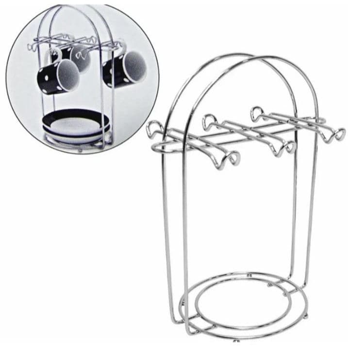 Suporte Porta Xícaras De Café E Pires 6 Ganchos De Mesa