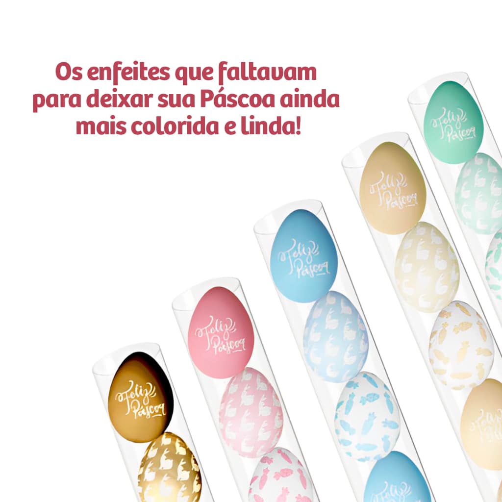 Jogo De 6 Ovos De Páscoa Para Árvore Ovinhos Decorativos Guirlanda