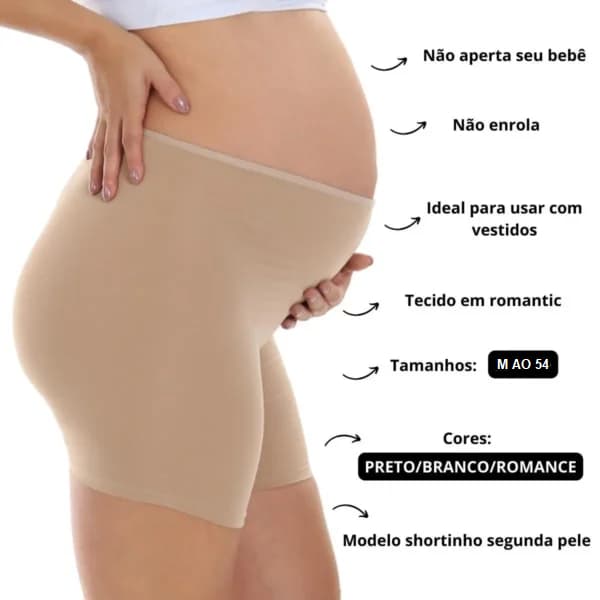 Kit 2 Short Gestante Feminino Plus Size Anagua Segunda Pele Usar De Baixo De Saia E Vestido Bermuda Não Marca